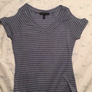 Striped cold shoulder t-shirt